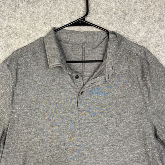 Lululemon Shirt Mens Gray Performance Golf Polo Stretch Short Sleeve Heather - Picture 2 of 10